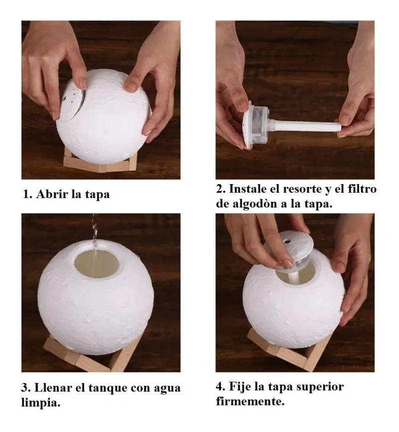 Comprar Lampara Luna 3d Con Humidificador en Electroshopy - Ángulo 2